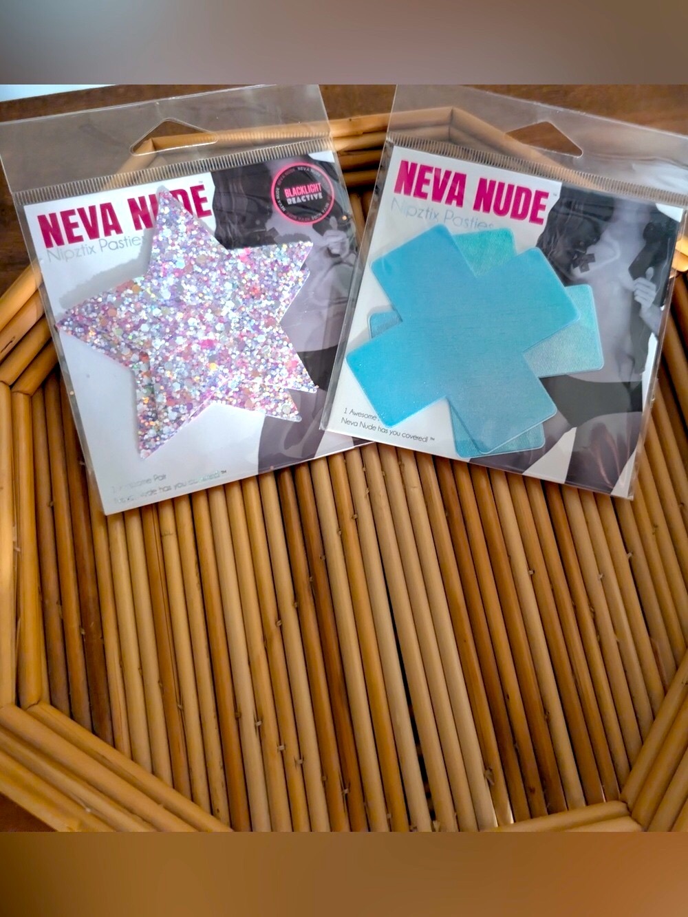 NWT Dolls Kill Neva Nude Pasties Bundle - Rainbow Star & Blue Holographic X ~